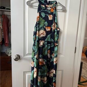 SHEIN Floral Maxi Dress - Navy and Green